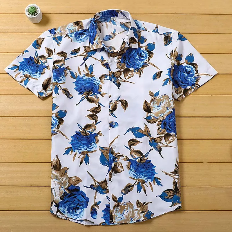 

Men's Hawaiian Shirt Short Sleeve Men's Cotton Button Down Short Sleeve Hawaiian Shirt Flower Printed Shirt Dropshipping