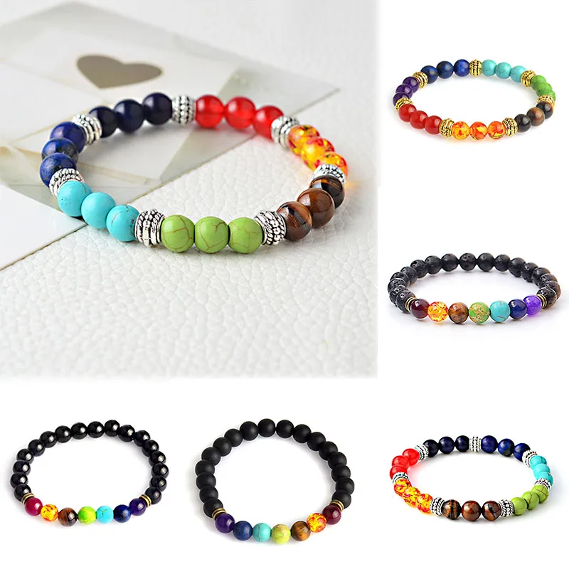 

New High Quality Elastic Colorful Beads Lava Stones Bracelets For Women Men's Jewelry Unisex Accessories
