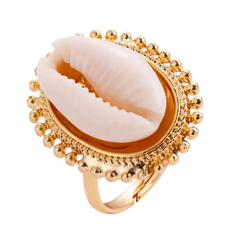

26pcs Shell Adjustable Rings Natural Shell Gold/Silver Cowrie Women Best Friend Cowry Seashell Rings Bohemian Jewelry