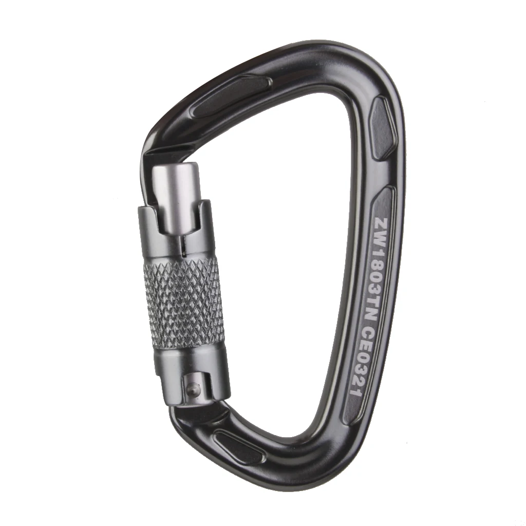 

CE Certified 24KN Self-locking Aluminum Carabiner for Outdoor Rock Climbing Exploring Accessories 9.8 x 5.8 cm Dark Gray