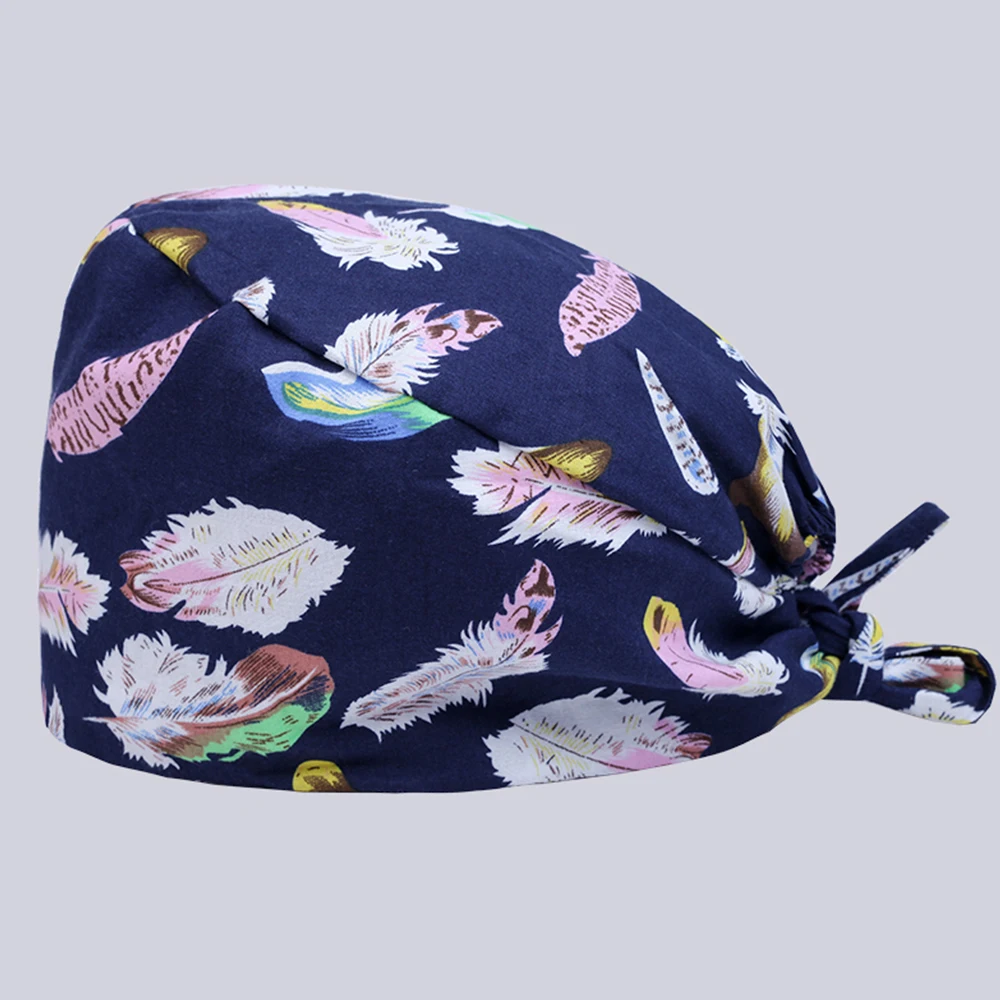 Sanxiaxin хлопок скраб шапки для женщин и мужчин больницы медицинские шапочки печати Tieback эластичный раздел хирургические шапки pet шапки - Цвет: hat