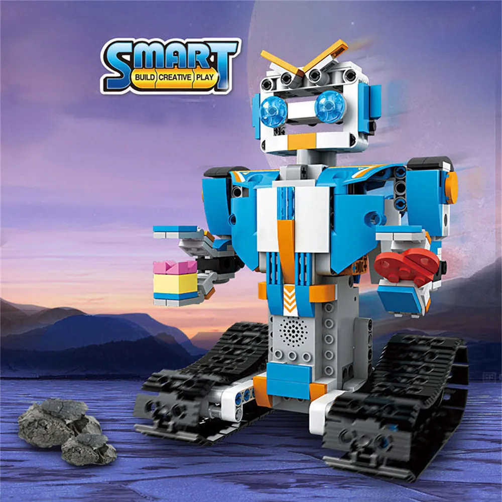 DIY строительные блоки ходьба RC умный робот Электронный Робот ствол игрушка для