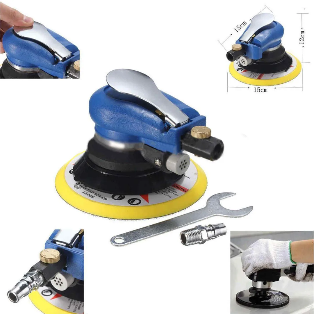 6" Air Random Orbital Palm Sander Auto Body Orbit DA Sanding Pad Vacuum Polisher