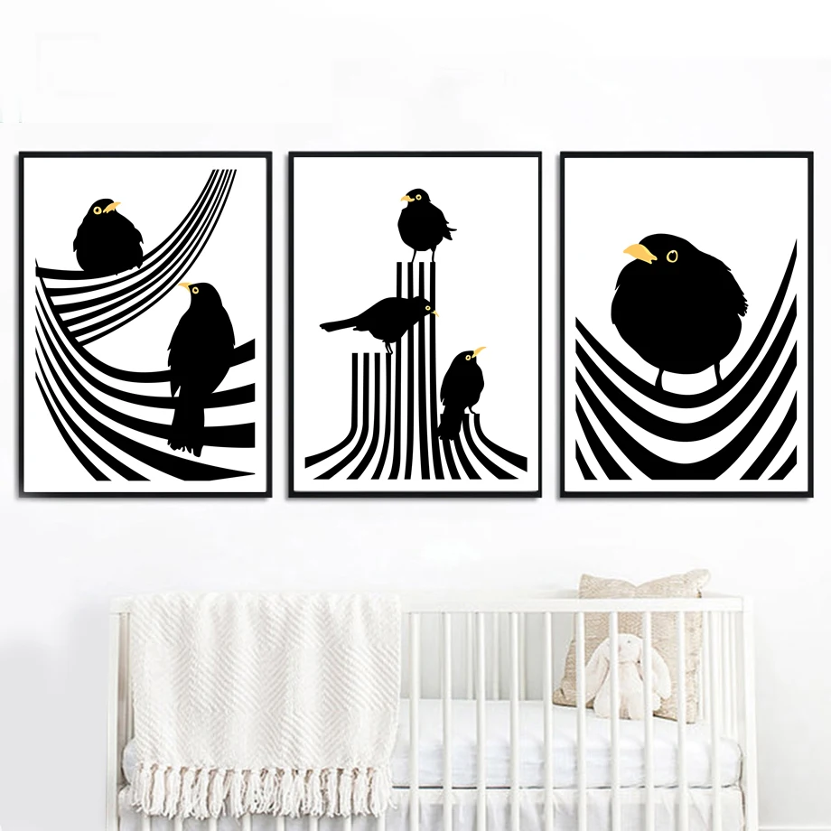 

Abstract Line Black White Bird Nordic Poster And Prints Wall Art Canvas Painting Animal Wall Pictures For Living Room Home Decor