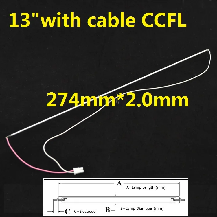 

4 Pieces/lot 274mm*2.0 CCFL light backlight with cable for 13"13inch laptop