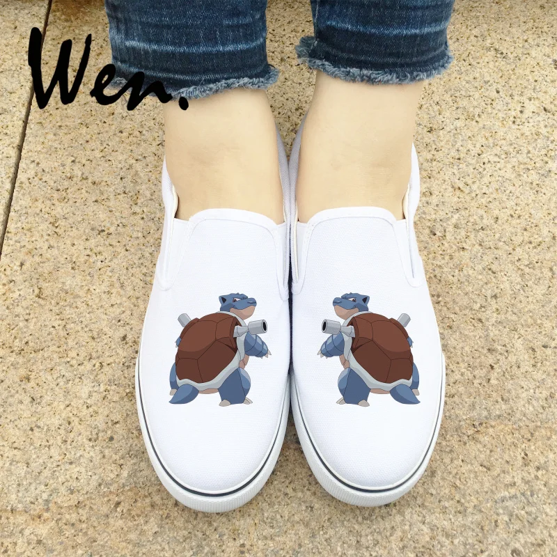 

Wen Pokemon Shoes Design Blastoise Anime Slip On Canvas Sneakers Mens Womens Gifts White Black Low Top Platform Flat Plimsolls