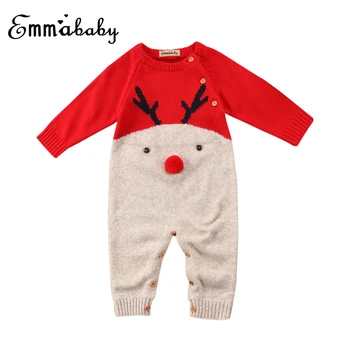

Lovely Winter Warm Newborn Infant Baby Boy Girl Deer Knit Romper Long Sleeve Knitted Cute Babies Jumpsuit Outfits Clothes