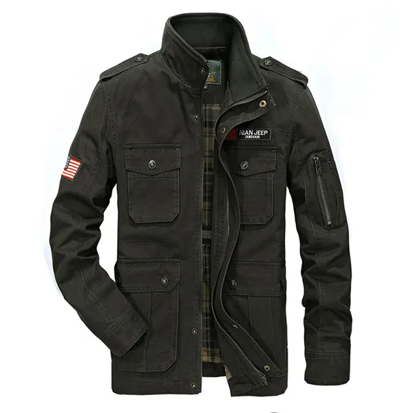 NIAN JEEP брендовая одежда мужская хлопчатобумажная куртка и пальто размера плюс 3XL 4XL Военный стиль ветровка пальто 137 - Цвет: GREEN