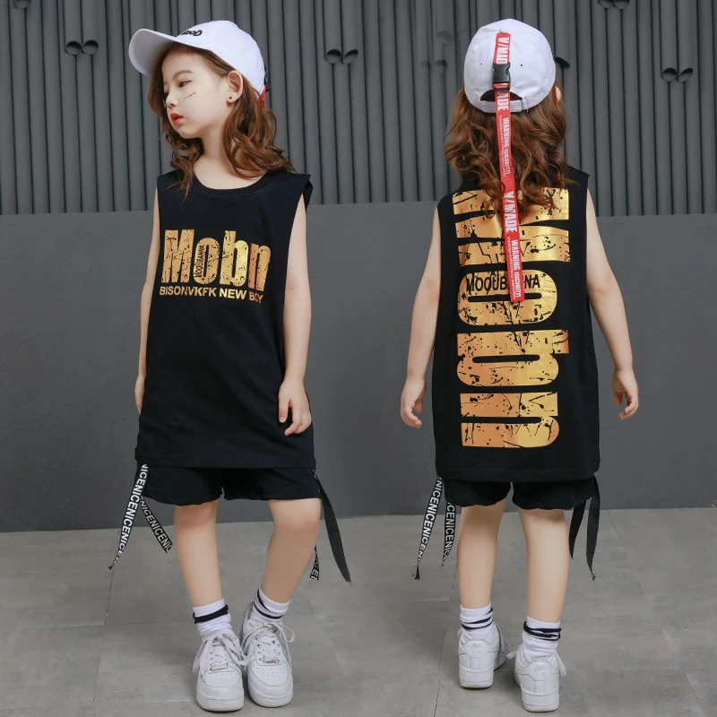 

Black Print Letter t shirts and shorts 2 pcs sets kids boy summer 2018 suits children hip hop clothing set for boys sport suits