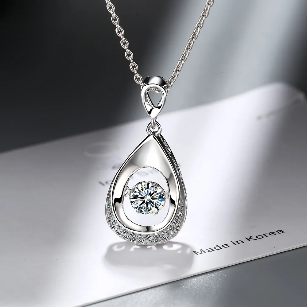 Звезда танцующий камень 925 пробы Серебряное ожерелье для женщин в виде капли, циркониевое ювелирное изделие kolye collares de moda цепочка - Окраска металла: DZ144