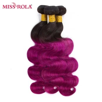 

Miss Rola Hair Malaysian Hair Bundles with Closure Body Wave 100% Human Hair T1B/Purple Non-Remy 3 Bundles Hair Extension