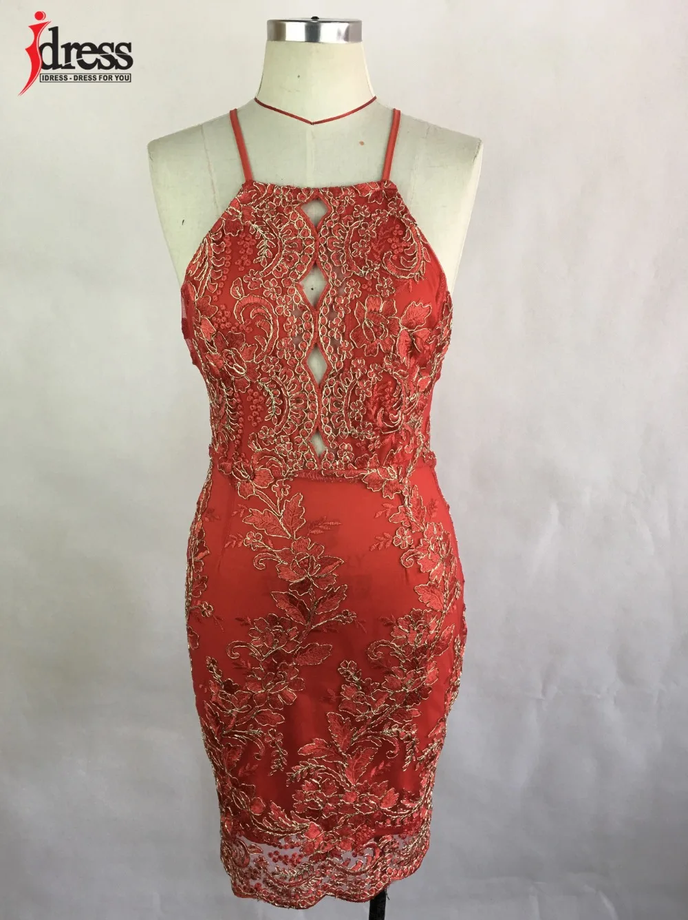 IDress New Arrival Chic Embroidery Celebrity Bodycon Strap Sundress 2017 Sexy Sleeveless Halter Hollow Lace Club HL Dress Party (9)
