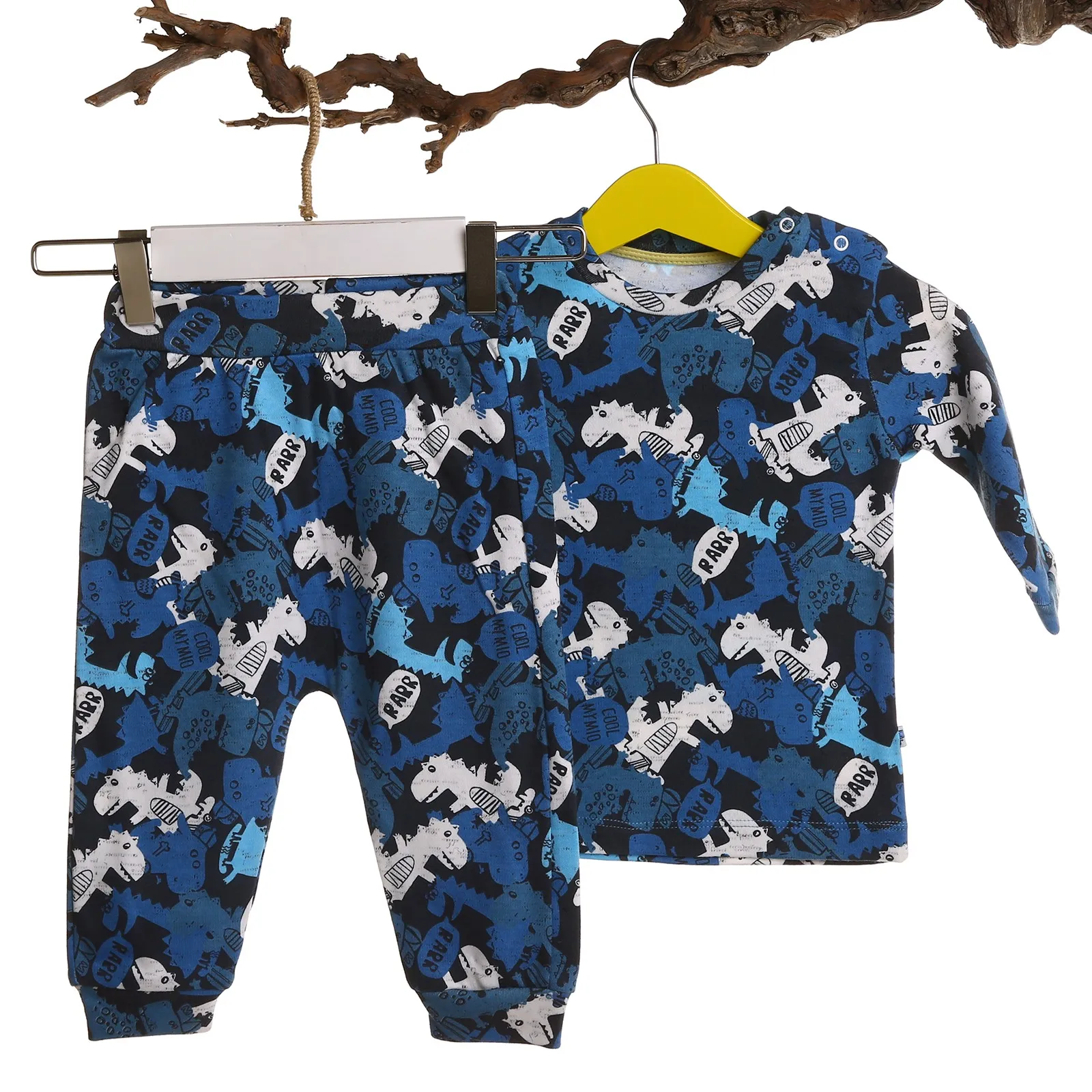

ebebek Mymio Baby Boy Interlock Skateboarding Dino Pyjamas Set