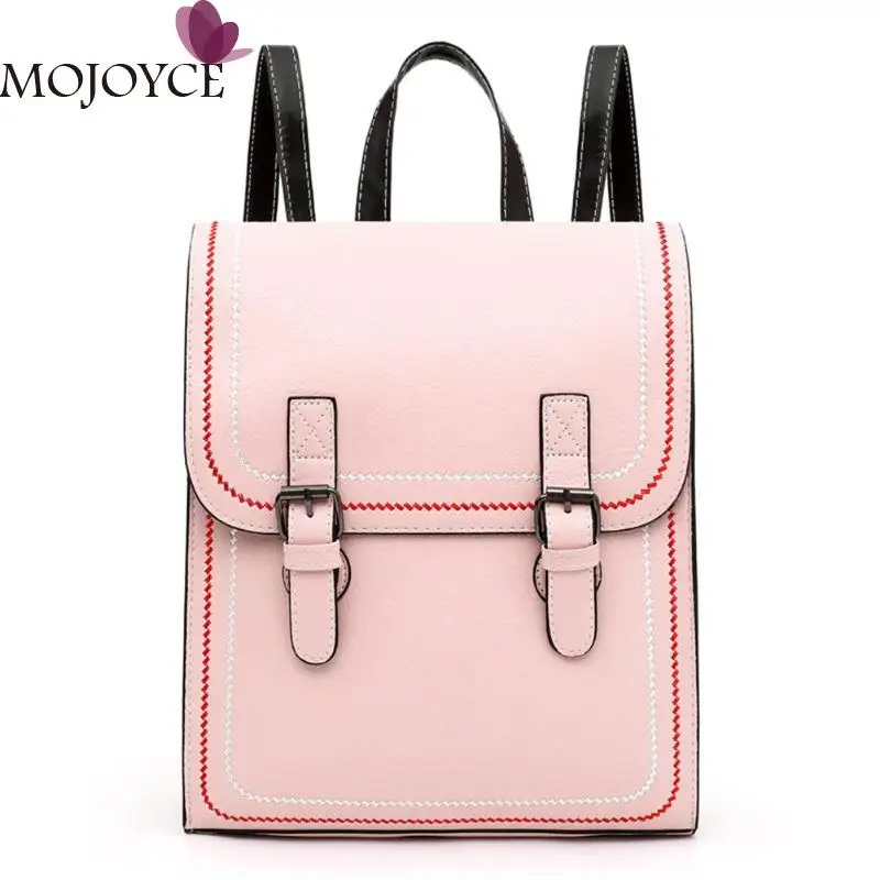 

Female New Fashion Solid Color Vintage Travel Backpacks Women Student School Shoulder Bags PU Leather Knapsack Preppy Rucksack