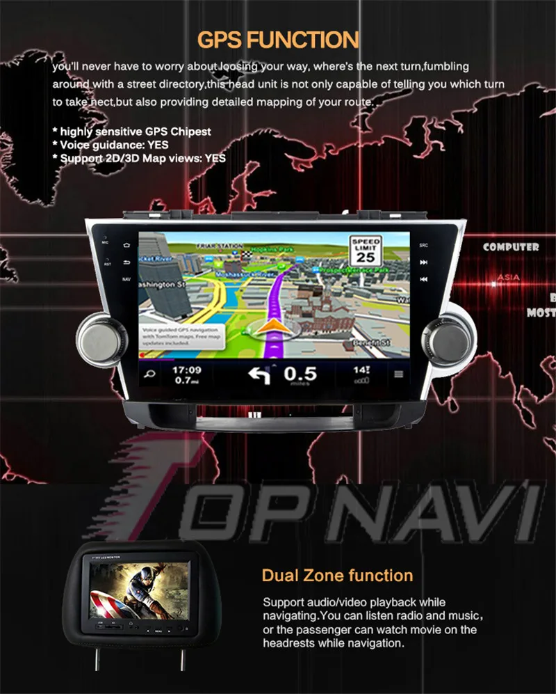 car radin 1din For Toyota Highlander 2008