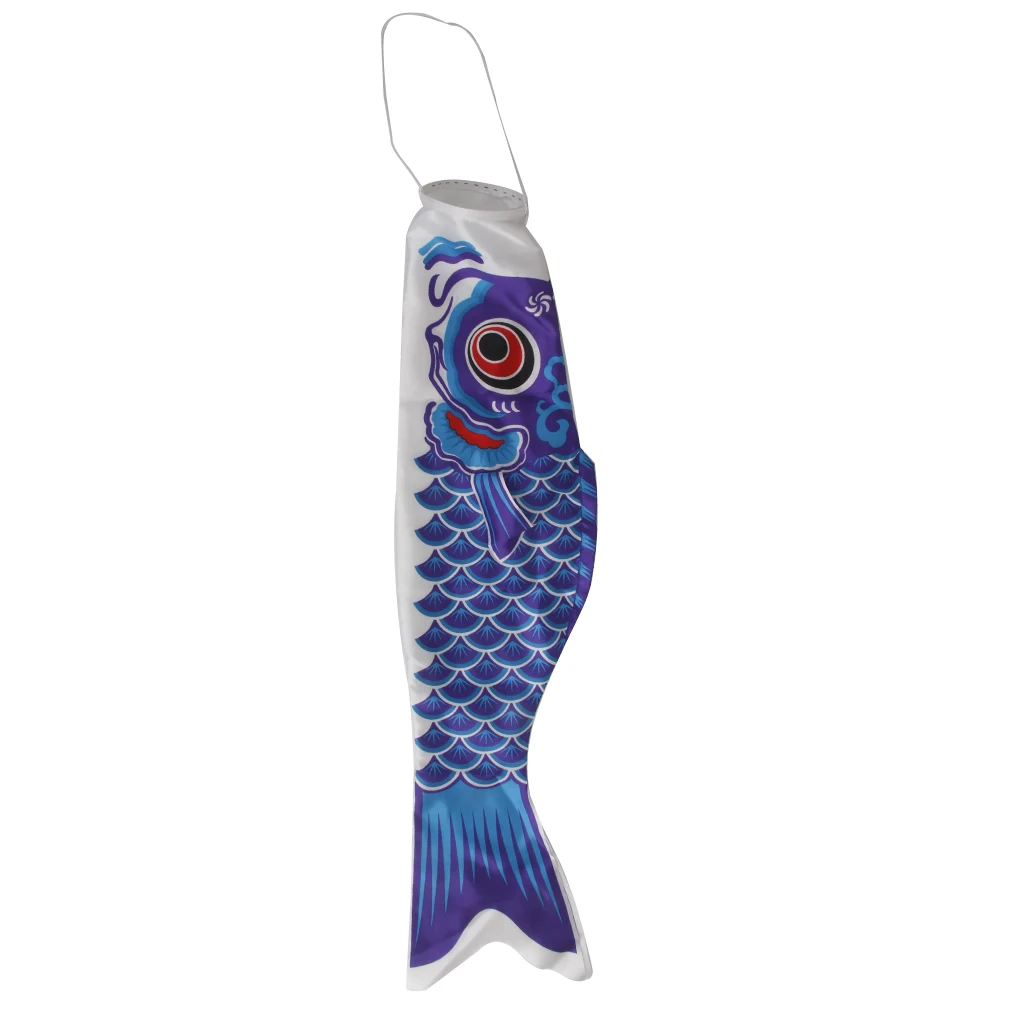 MagiDeal 55cm Blue Japanese Windsock Carp Flag Koi Nobori Sailfish Wind Streamer Japanese Carp Windsock Streamer Fish