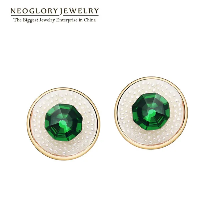 

Neoglory Austrian Rhinestone Light Yellow Gold Color Simulated Pearl Stud Earrings for Women Jewelry Gift Accessiores 2018 New