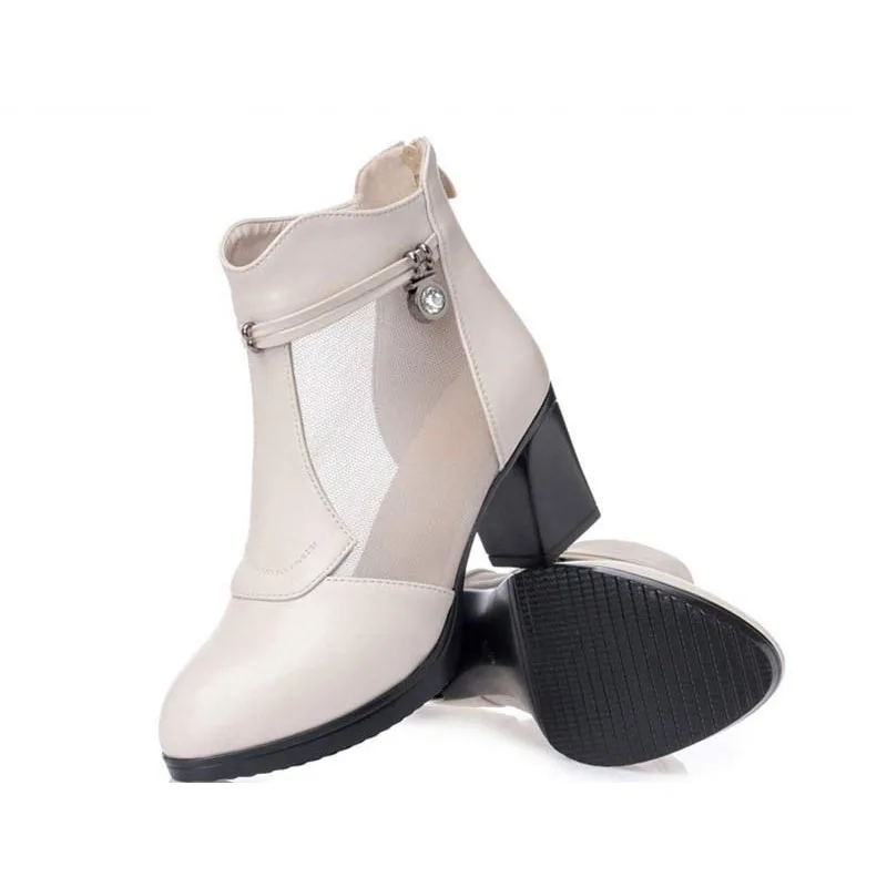 

Spring Summer New Arrivals Mesh Boots Sandal High Heels Shoes Woman Big Size Fashion Zip Solid Platform Breathable Cool