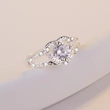 Heart - Shaped Diamond Zicon Rings for Female Anillos De Bague Etoile Wedding Bizuteria Rings Amethyst Diamante Jewelry NoEnName fake amethyst hollowed heart wedding jewelry set