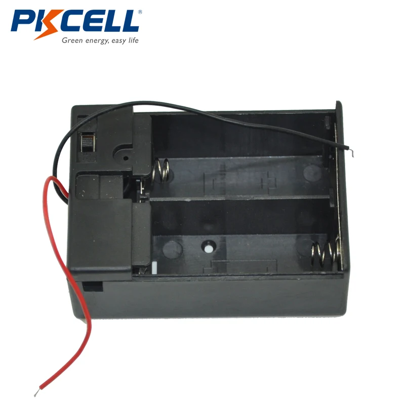 Online PKCELL 10 pcs C Ukuran DC 2 Penutup Sel Baterai Pemegang Kasus Box dengan Kawat   Switch