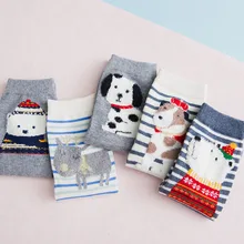 Женские повседневные носки из хлопка, женская одежда и мужские короткие носки, синие дышащие носки с мультяшными собаками, подарки для девочек