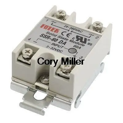 

60A Gray Metal Base Solid State Relay w DIN Rail SSR-60DA Input DC 3-32V