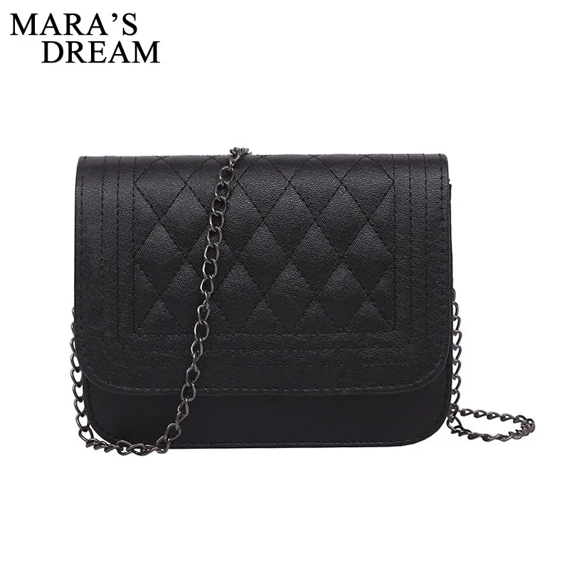 Mara's Dream, модные сумки, из искусственной кожи, на цепочке, сумка через плечо, карамельный цвет, сетчатая нить, маленькие сумки с клапаном для женщин - Цвет: A Black