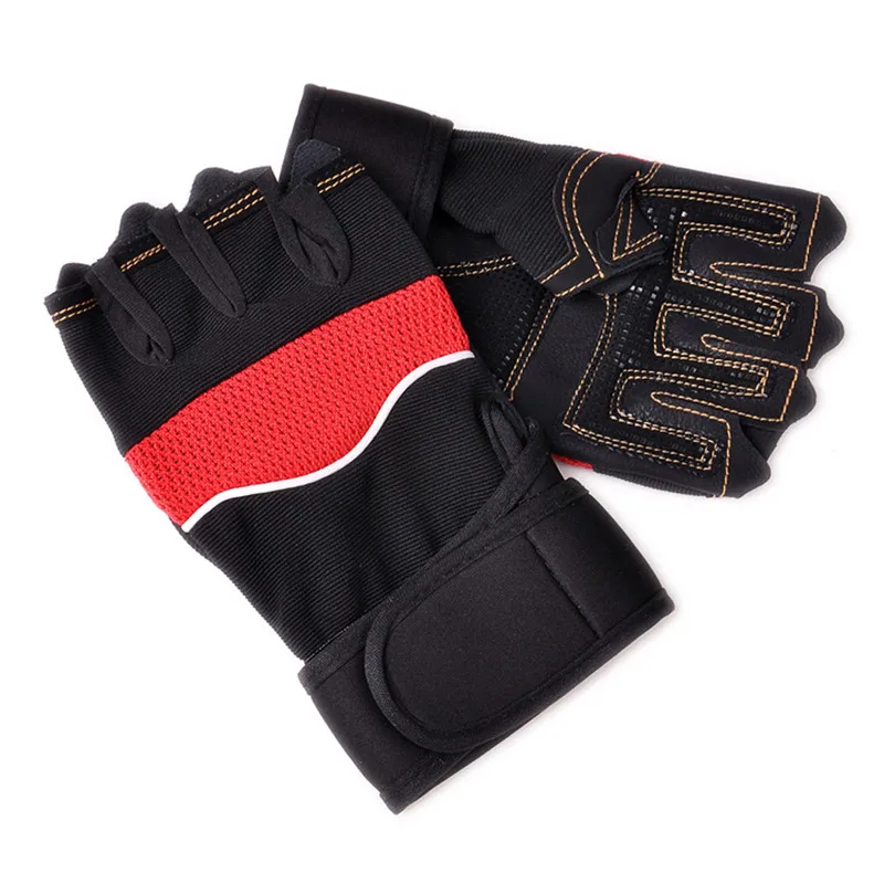 1pair Fingerless Gloves Outdoor Sport Gym Workout Weight Lifting