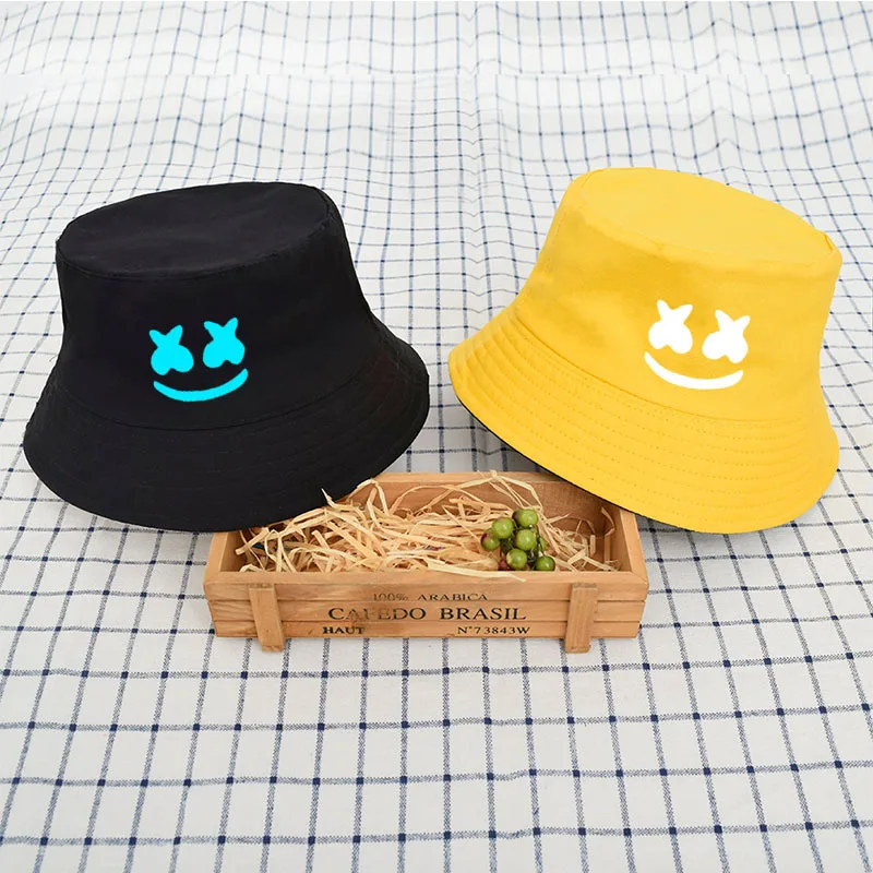 NEW DJ Marshmellow Fisherman hat cap Hip hop Marshmallow Smiley face New Style Summer Hat For Kids Women&Men Couple NEW DJ Marshmellow Fisherman hat cap Hip hop Marshmallow Smiley face New Style Summer Hat For Kids Women&Men Couple