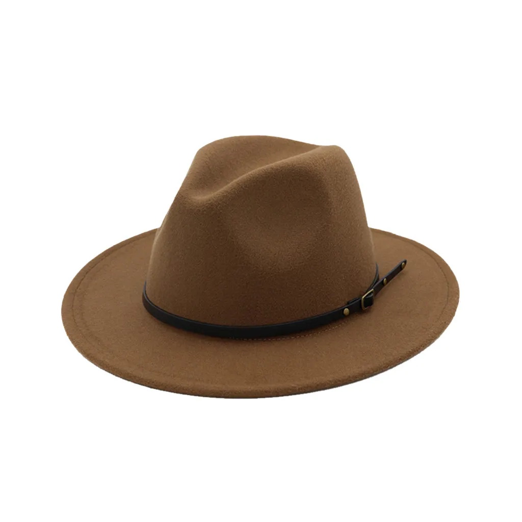Женская и мужская шелковая шерстяная фетровая Кепка унисекс Панама шляпа с широкими полями с поясом Gorras Para Hombre Chapeau Femme Ete BL - Цвет: As Shown