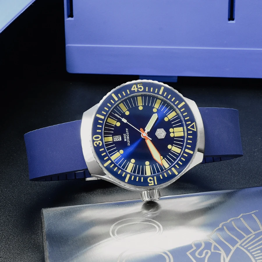 Новые мужские модные часы San Martin, автоматические спортивные часы для дайвинга, часы из нержавеющей стали 200 м, водостойкие керамические часы