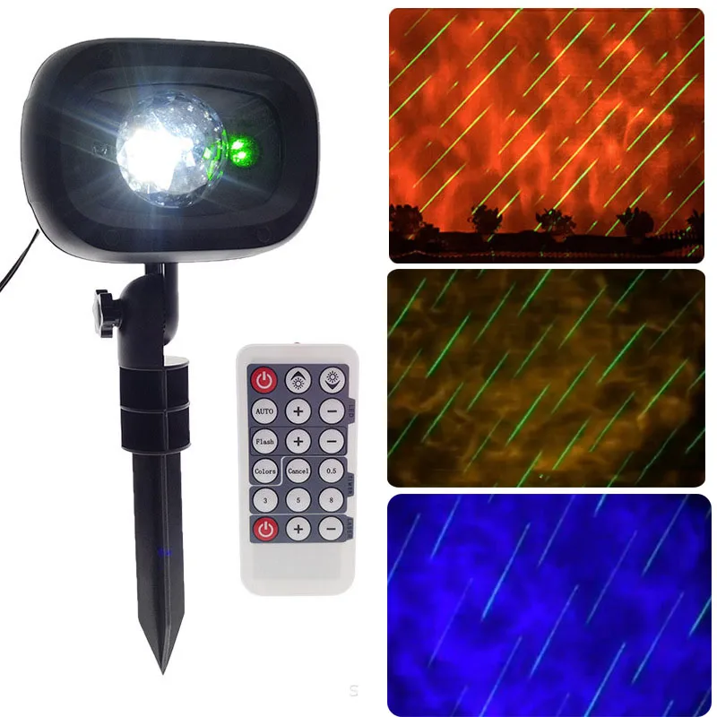 

2-in-1 Christmas led projector light Water wave+Meteor Shower Rain Stage effect light With Remote Outdoor for Garden,Patio,Party