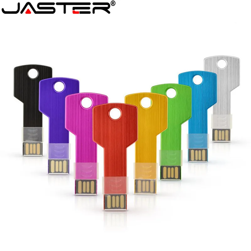 JASTER USB флеш-накопитель с логотипом на заказ, 4 ГБ, 8 ГБ, 16 ГБ, 32 ГБ, 64 ГБ, металлический флеш-накопитель, карта памяти, форма ключа