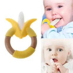 Baby Silicone Training Toothbrush BPA Free Banana Shape Safe Toddle Teether Chew Toys Teething Ring Gift For Infant Baby Chewing Baby Silicone Training Toothbrush BPA Free Banana Shape Safe Toddle Teether Chew Toys Teething Ring Gift For Infant Baby Chewing