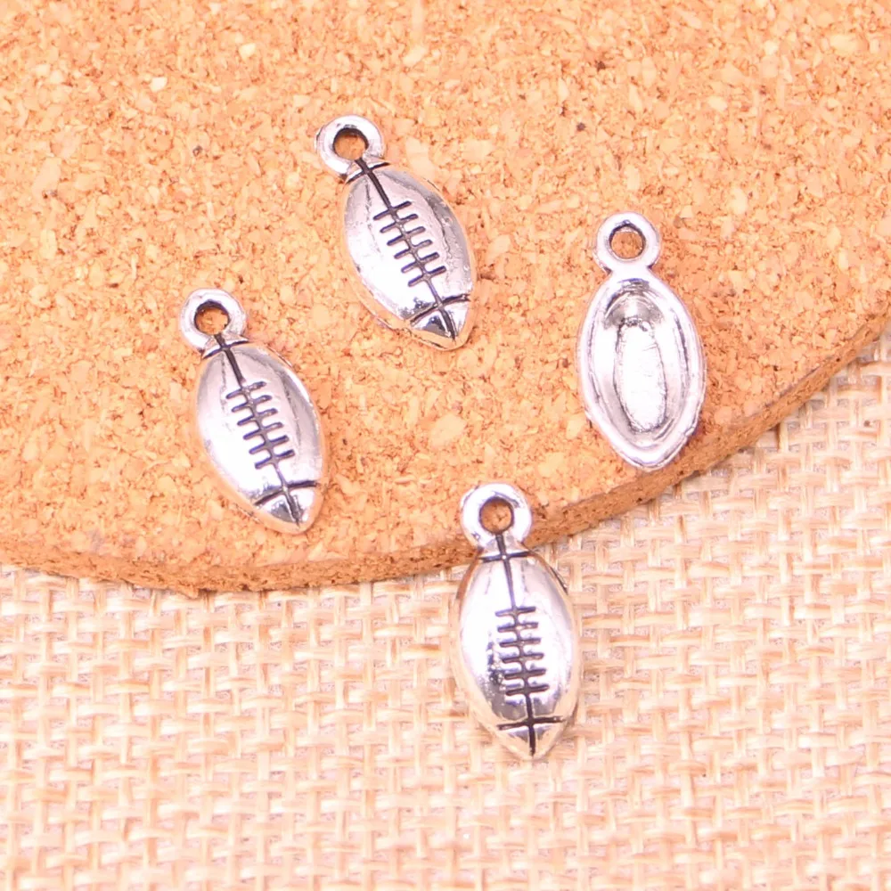 40pcs American football Charms 15*7mm Antique Silver Plated Pendants Fit Jewelry Making Findings Accessories
