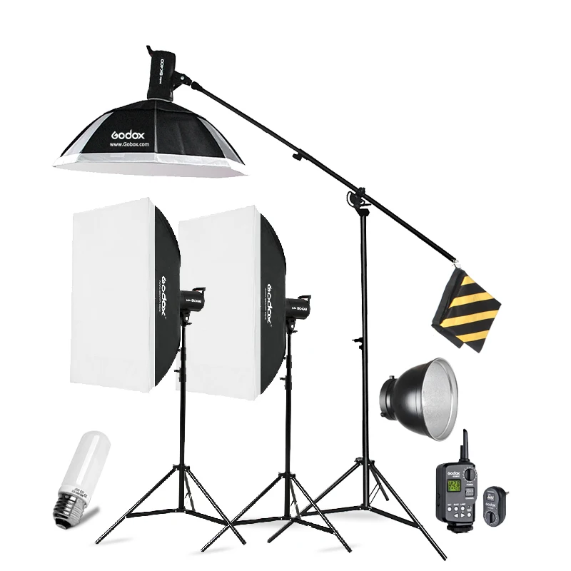 

Godox 3*SK400 Strobe Lights Set Kits with RT-16 trigger + 3*Softbox with Light Stand for Professional Photography Studio