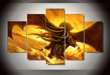 

Unframed Printed monster fire 5 piece painting wall art bedrom decor poster canvas Free shipping