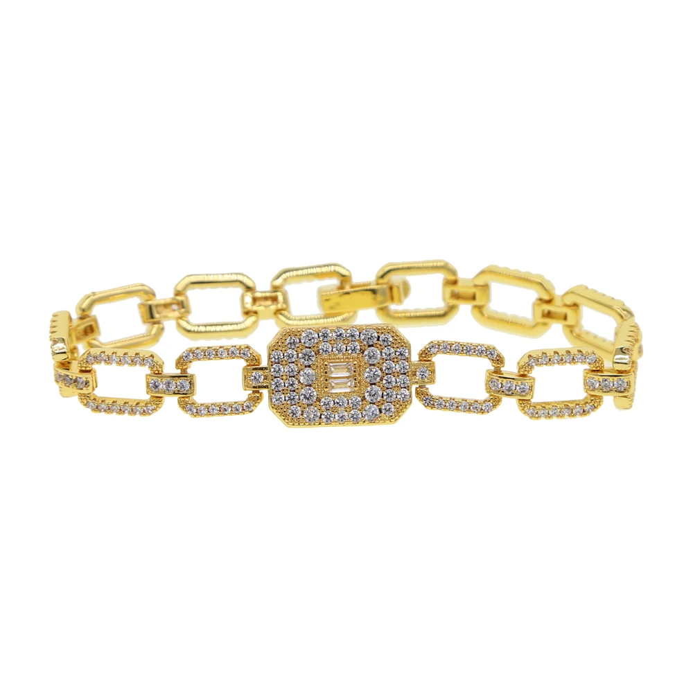 b235 gold Хип-хоп, шикарные, со льдом, кубинская цепь, роскошный бренд, серебряные, золотые браслеты для мужчин и женщин, модные, очаровательные ювелирные изделия - Окраска металла: b235 gold