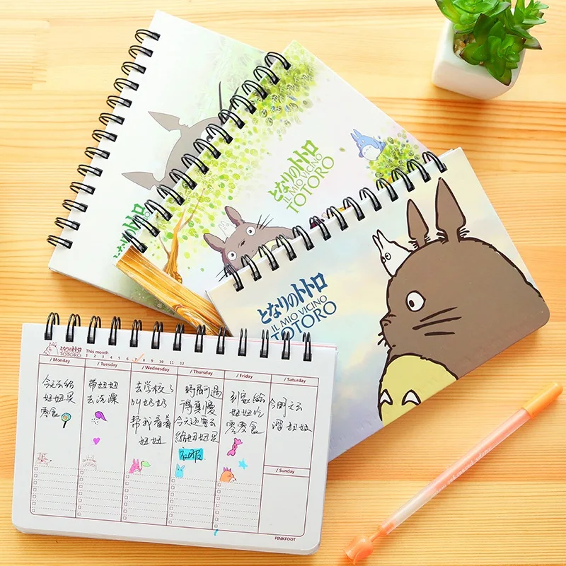 Image Cartoon Totoro Weekly plan Spiral notebook Agenda for week Schedule organizer planner Cuadernos office School supplies