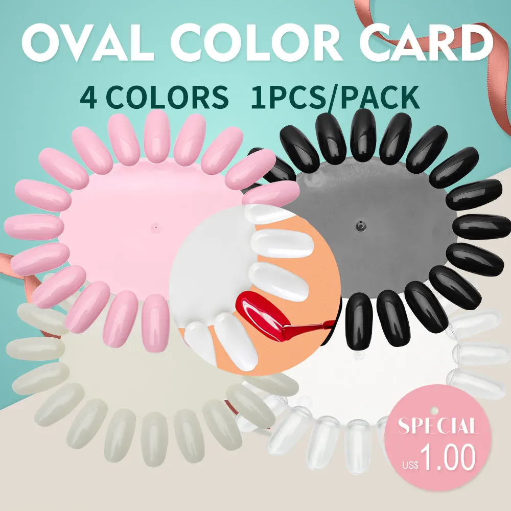 

BlinkingNails White False Nails Overhead Plastic Clear Nail Display Tips Chart Black Stiletto Nail Tips for Nails in Oval Pink