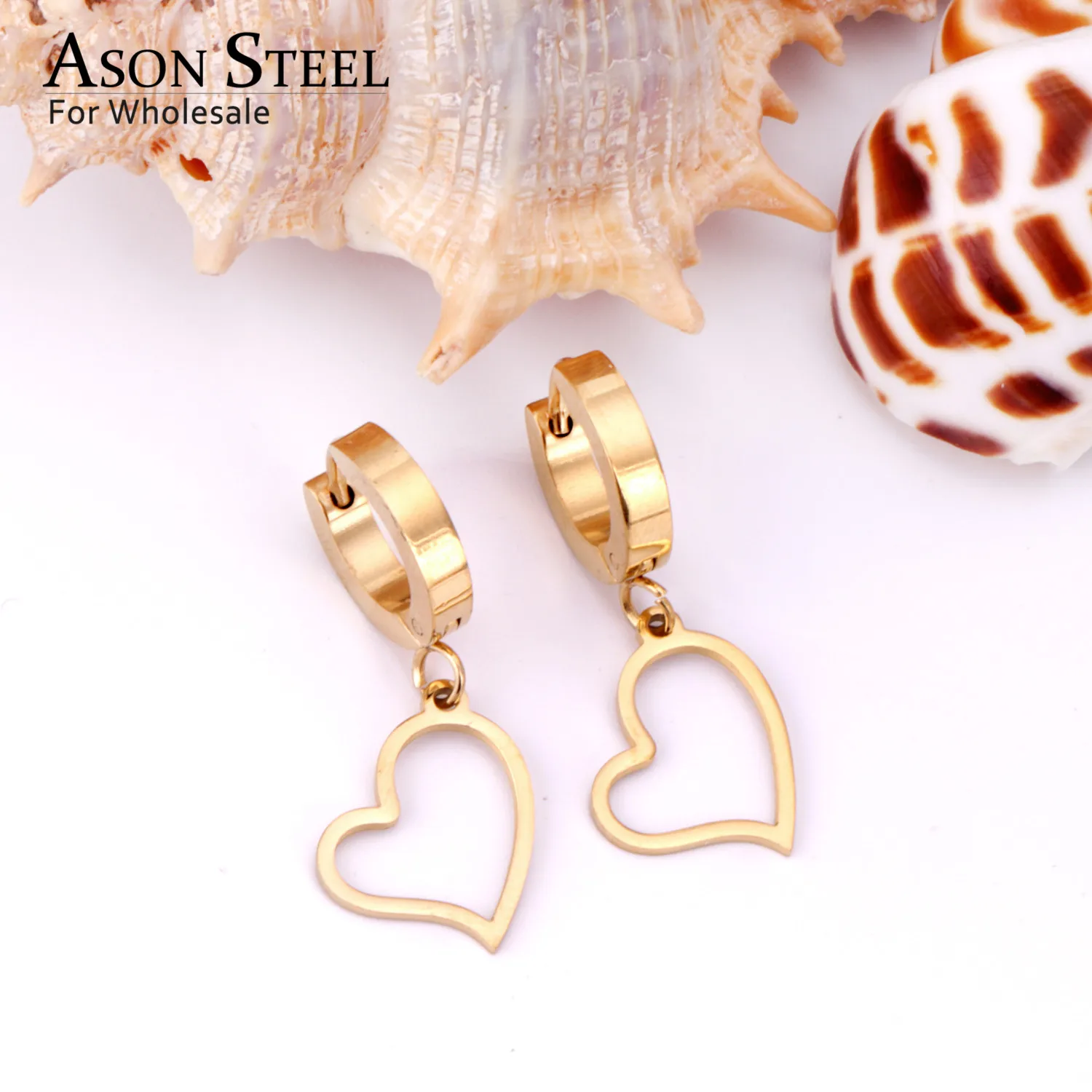 Женские круглые серьги кольца ASONSTEEL из нержавеющей стали с подвеской в виде