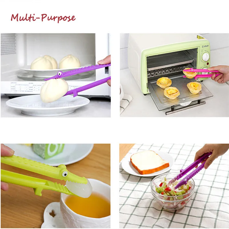 Newly Heat Resistance Plastic Cooking Kitchen Tongs Food BBQ Salad Bacon Steak Bread Clip