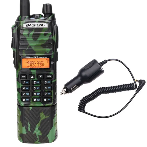 Baofeng UV-82 Plus Tri-power 8 Вт/4 Вт/1 Вт 3800 мАч батарея 2-PTT VHF UHF Двухдиапазонная U.S Army Tactical Ham Радио рация - Цвет: add car charger