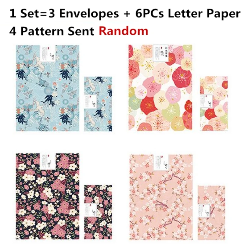 Coloffice 1 комплект(3 конверта+ 6 букв) японский стиль случайный Сакура цветок письмо pad/бумажные наборы конвертов любовные буквы