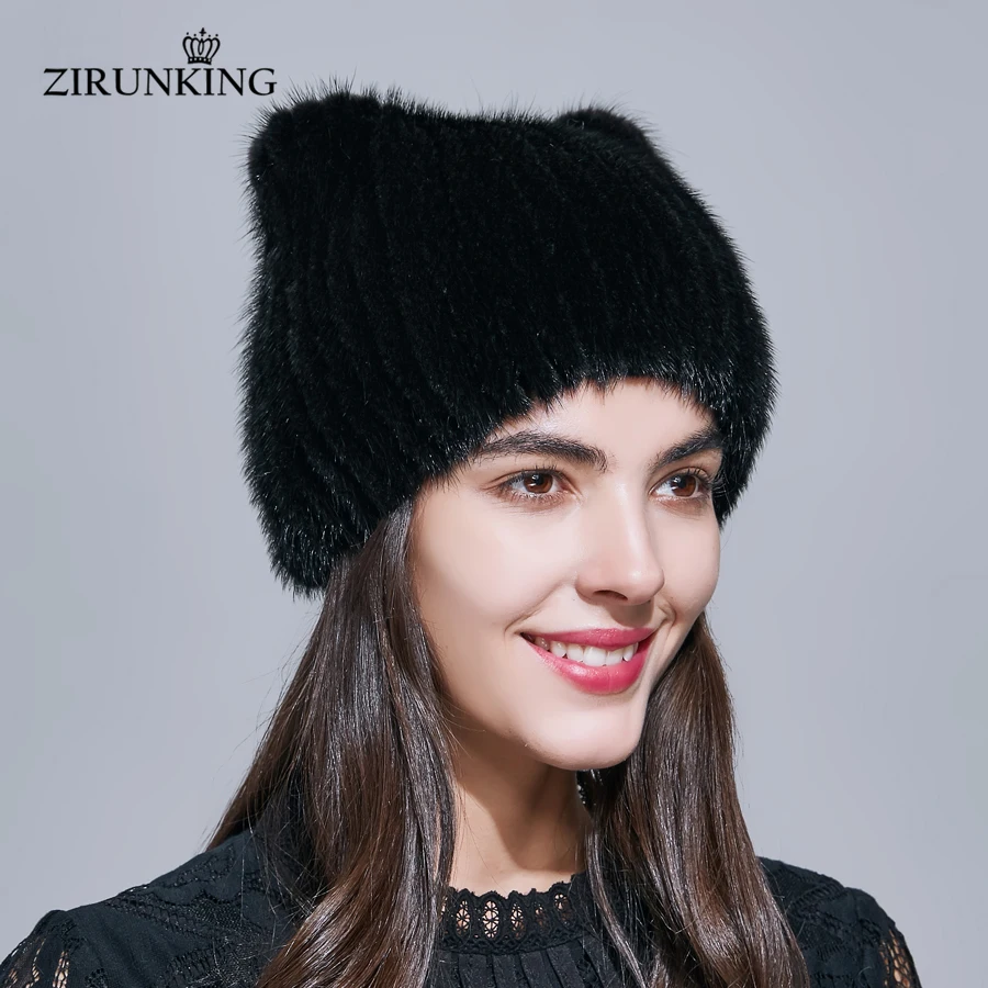 ZIRUNKING/женские шапки из натурального меха норки зимние меховые теплые женские