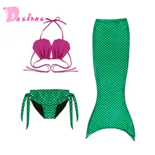 Костюм для ванной с хвостом русалки, купальник, костюм, костюмная пляжная одежда, летняя От 3 до 11 лет