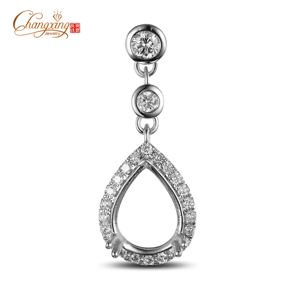 8x10mm Pear 14k Gold Natural 0.36ctw Round Cut Diamond Pendant Free Shipping