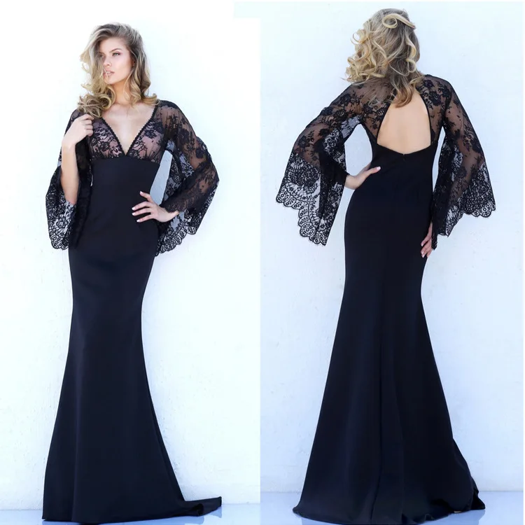 

Women Sexy Dress Maxi Lace Patchwork Deep V Neck Hollow Out Backless See Through Slim Backless Celebrate New Evening Party Robes