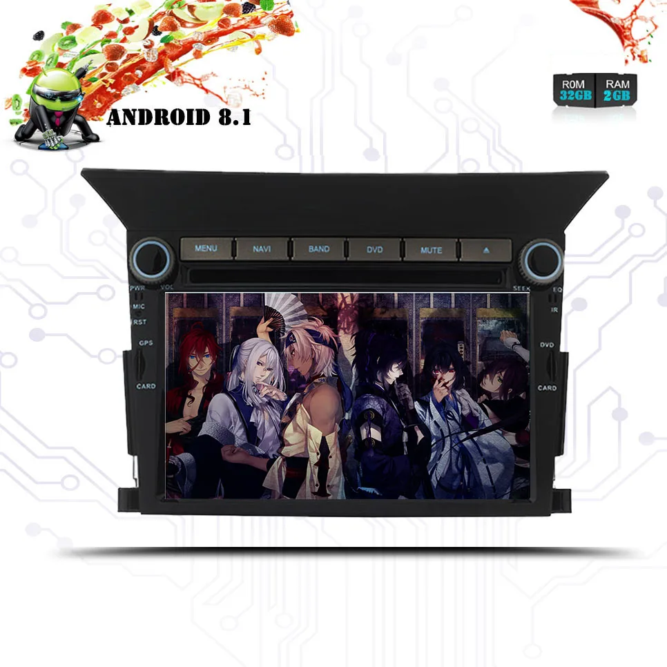 2 Din Android 8 1 RAM 2GB Автомобильный GPS dvd плеер для Honda Pilot 2009 2010 2011 2012 радио стерео аудио BT