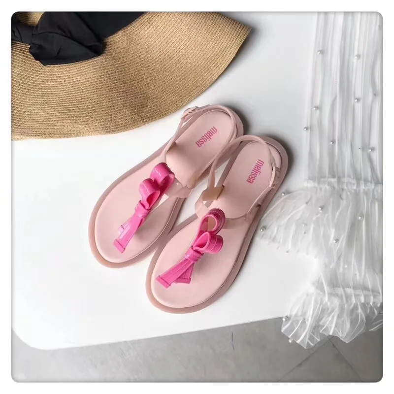 Женские пляжные сандалии Melissa богемные шлепанцы плоская подошва с бусинами